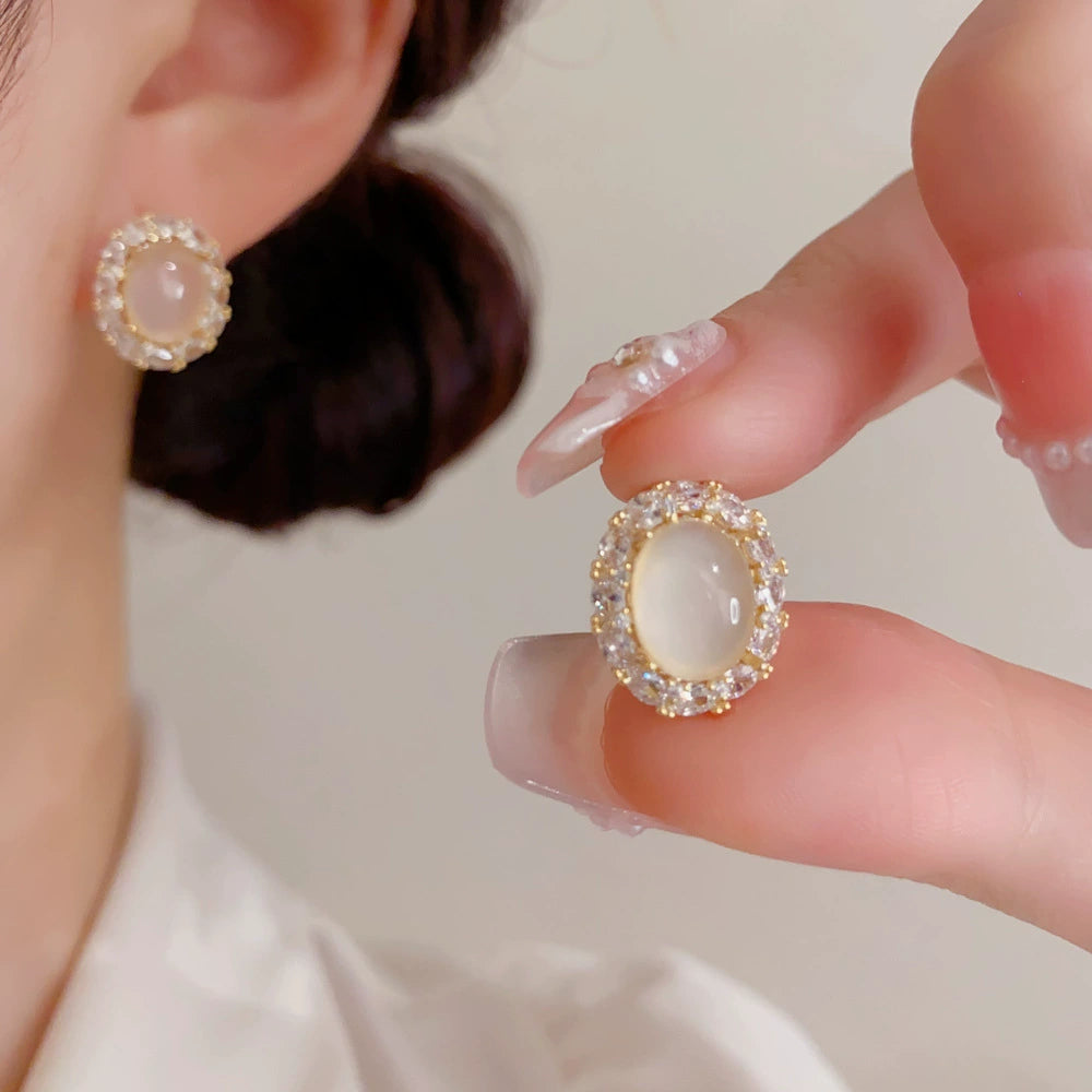 Simple Zircon Resin Oval Earrings Design Earrings