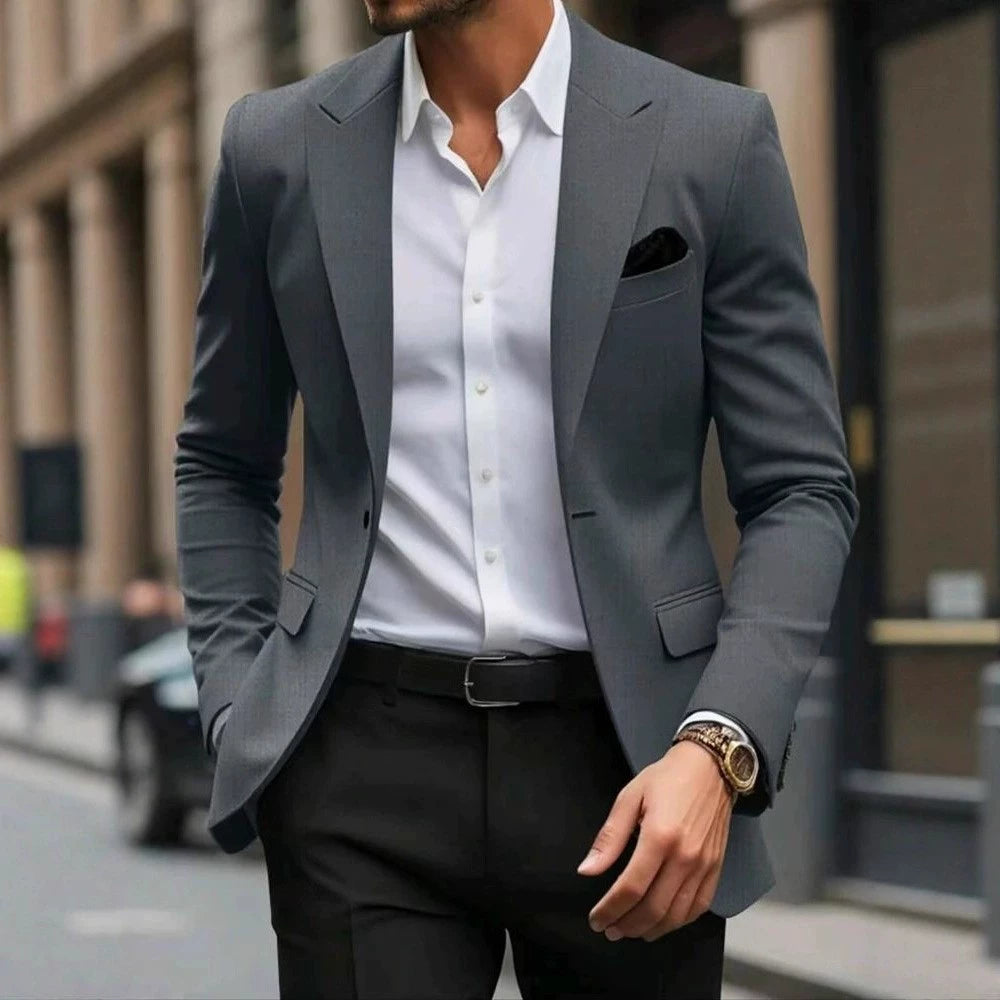 Elegant Single-row Single-button Color Suit Jacket Men's Casual Slim Suit Jacket