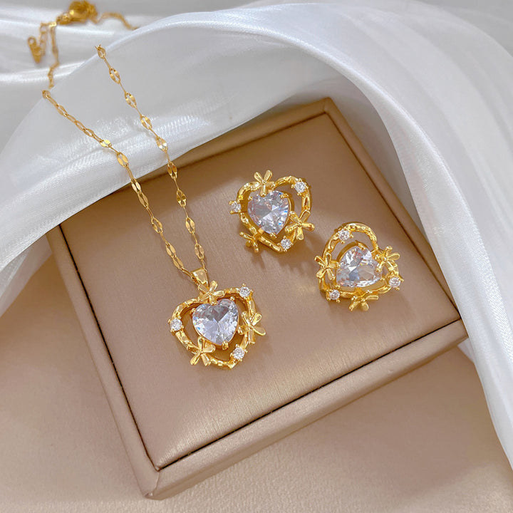 Flash Diamond Tassel Luxury Dress Accessories Dinner Clavicle Necklace Earring CN194