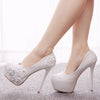 Women's Wedding Shoes Decorative Heel Wedding Heels Bridal Shoes With Beading WS0001