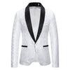 White Jacquard Formal Suit Men Lapel Suit Jacket Single Jacket