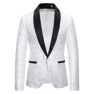 White Jacquard Formal Suit Men Lapel Suit Jacket Single Jacket