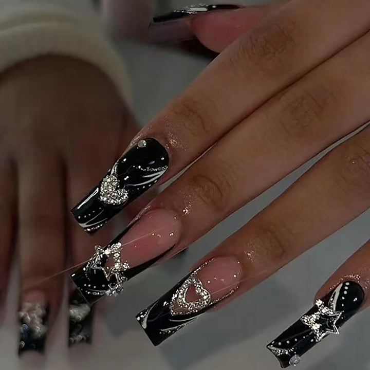 Rhinestone Nails Bling Wedding Press On Nails With Design For Women And Girls CN99