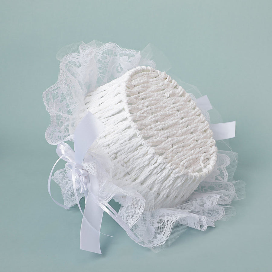 Lace Bow Decorated Portable Flower Basket, HL-5725