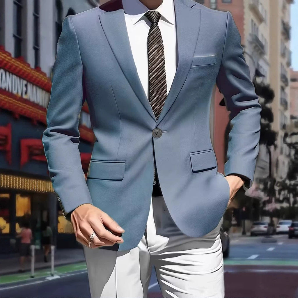 Casual Single-row Button Suit Jacket Men's Slim Suit Jacket Long Sleeves Suit