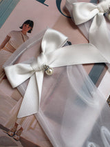 Elegant Short Wedding Gloves Short White Bow Wedding Dinner Party Bride Gloves CN33