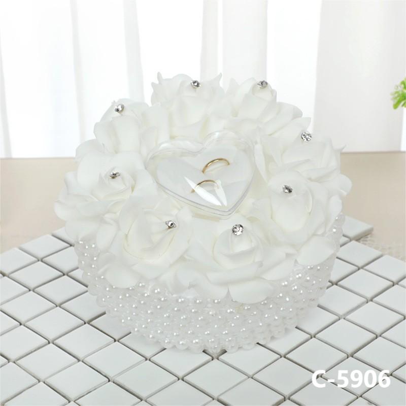 Pearl And Rose Accessories Wedding Ring Pillow Lace Creative Cake Shape Wedding Ring Box, 5904