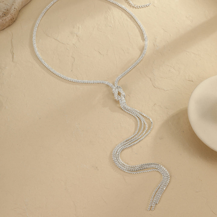 Light Luxury Zircon Long Necklace Bridal Wedding Banquet Chain Necklace Jewelry CN152