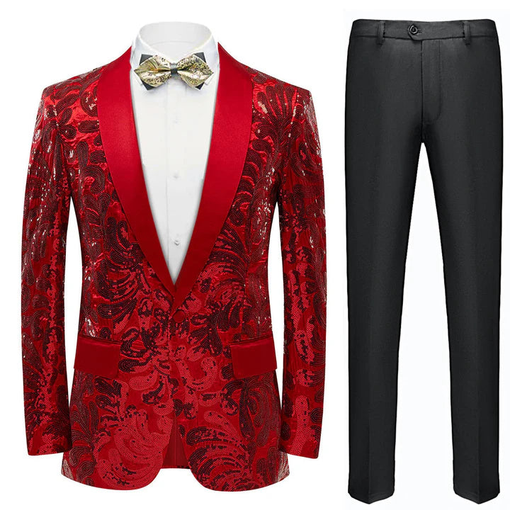 Men's Floral Tuxedo Jacket Embroidery Sequin 3 Color CN443