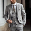 Grey Classic 3 Piece Men's Suit with Regular Fit and Sophisticated Peak Lapel