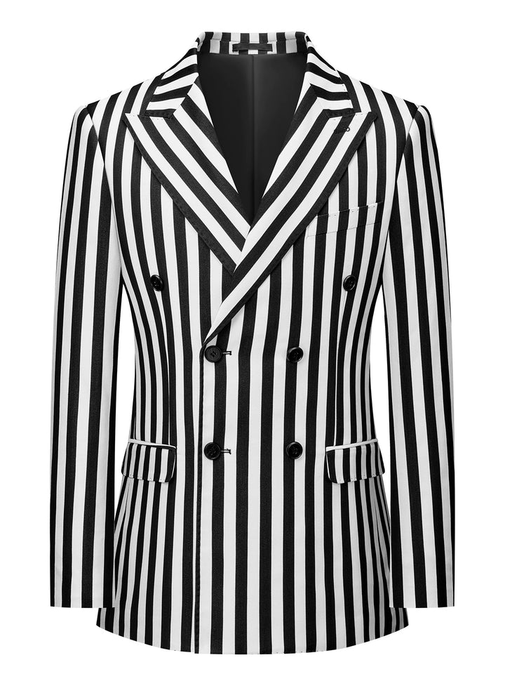 Wide Striped Double-breasted Suit Men 2 piece Suit Set