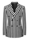 Wide Striped Double-breasted Suit Men 2 piece Suit Set