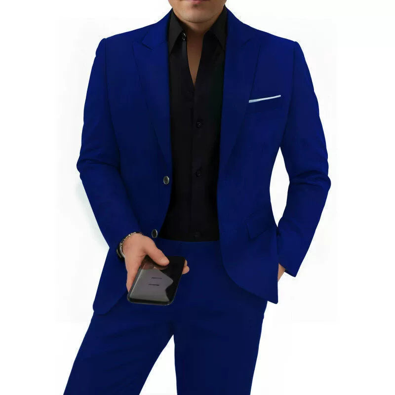 Elegant men's plus-size collar suit 2 piece Single Row Suit