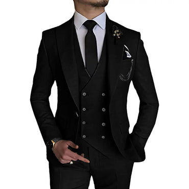 Classic 3 Piece Men's Suit with Regular Fit and Sophisticated Peak Lapel