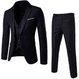 Casual Men's Suit Slim Fit Single Breasted 3 Piece Business Tuxedos