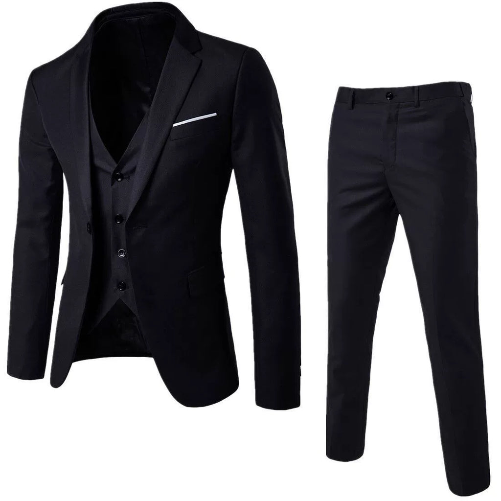 Casual Men's Suit Slim Fit Single Breasted 3 Piece Business Tuxedos