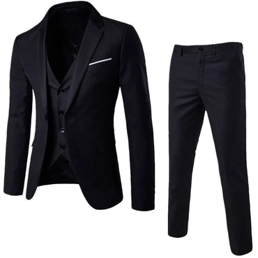 Casual Men's Suit Slim Fit Single Breasted 3 Piece Business Tuxedos