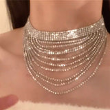 Flash Diamond Tassel Necklace Luxury Dress Accessories Dinner Clavicle Necklace CN80