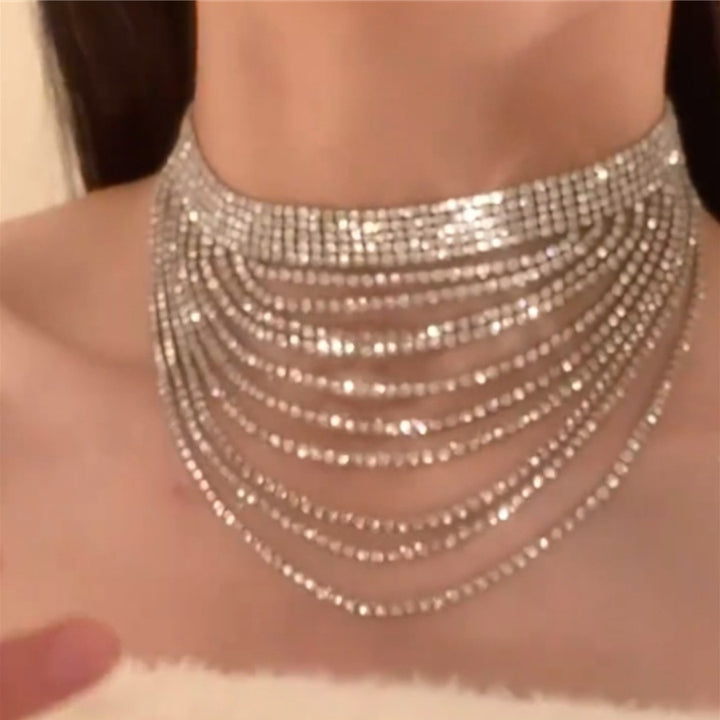 Flash Diamond Tassel Necklace Luxury Dress Accessories Dinner Clavicle Necklace CN80