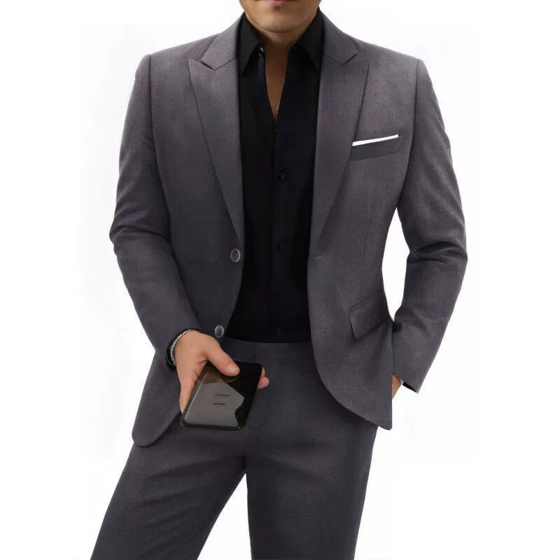 Elegant men's plus-size collar suit 2 piece Single Row Suit