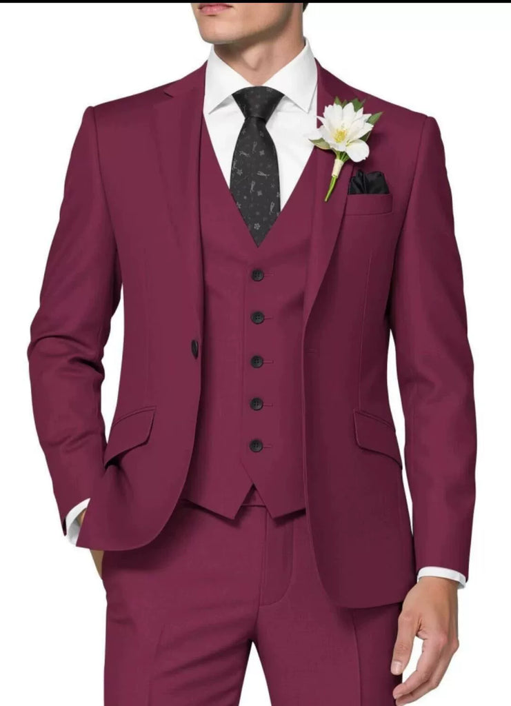 Elegant Classic 3 Piece Men's Suit with Regular Fit and Sophisticated Peak Lapel