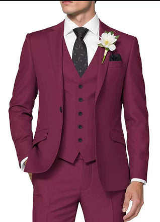 Elegant Classic 3 Piece Men's Suit with Regular Fit and Sophisticated Peak Lapel