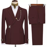 Elegant men's plus-size collar suit 2 piece Double Row Sequins Suit