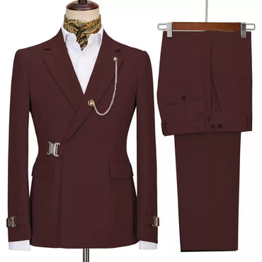 Elegant men's plus-size collar suit 2 piece Double Row Sequins Suit