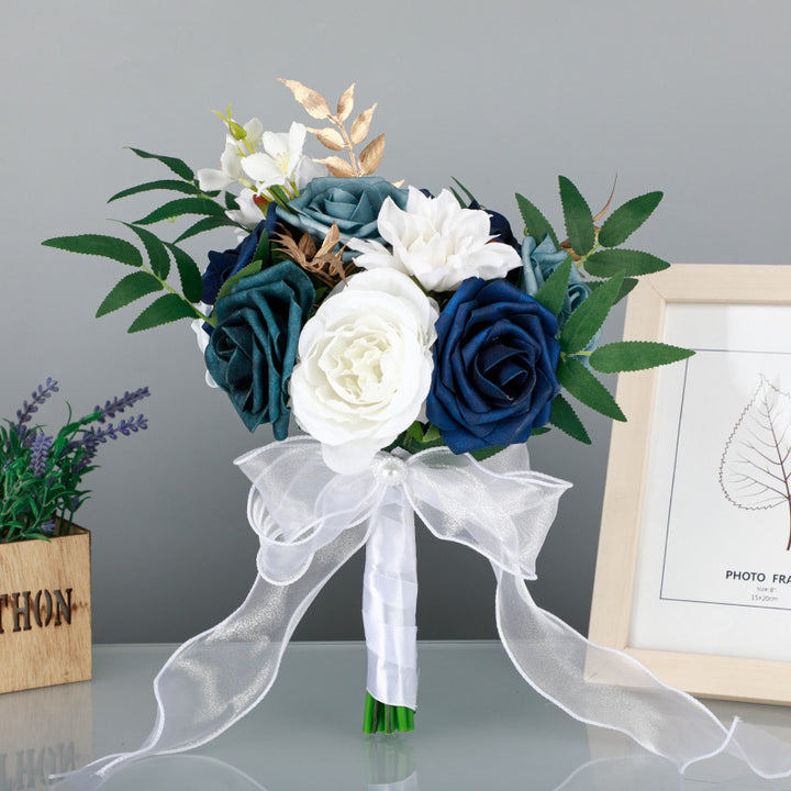 Wedding Flower For The Groom And Bride, Simulated Rose Wedding Bouquet, WF08