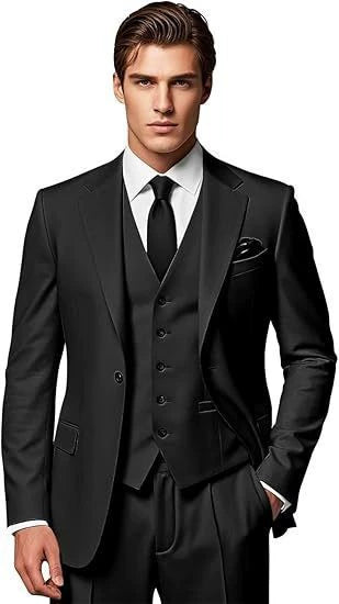 Classic 3 Piece Men's Suit with Regular Fit and Sophisticated Peak Lapel