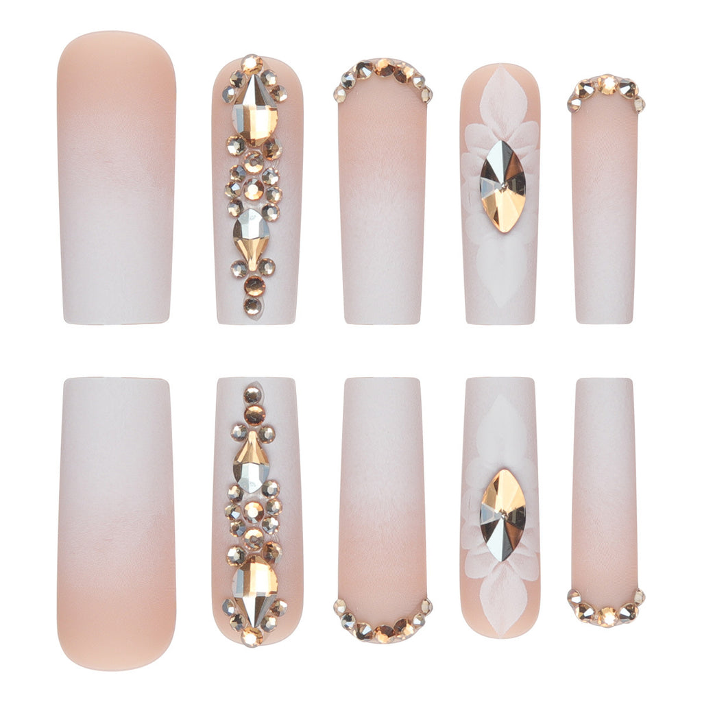 Rhinestone Nails Bling Wedding Press On Nails With Design For Women And Girls CN104