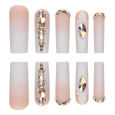 Rhinestone Nails Bling Wedding Press On Nails With Design For Women And Girls CN104