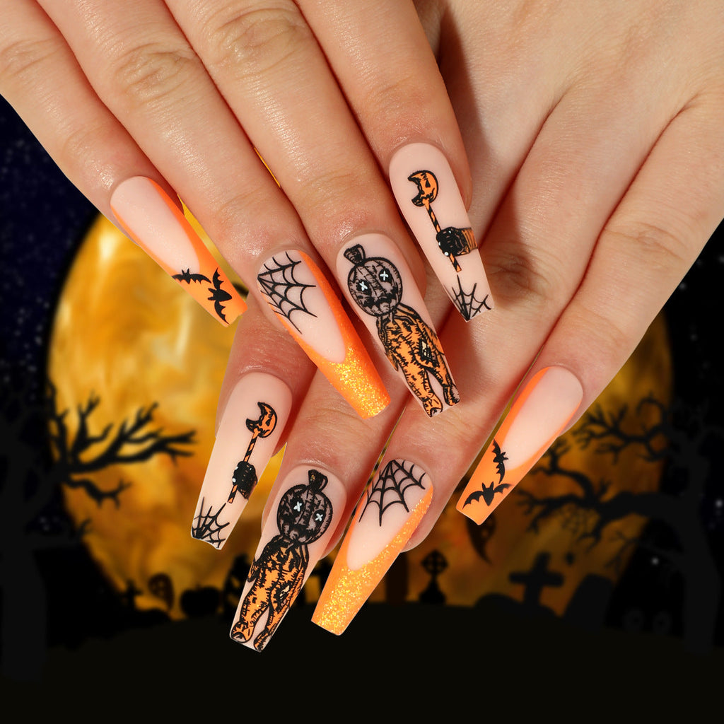 Halloween Wearable Nail Art Stickers Ghost Nail Decals Horror Ghost Long