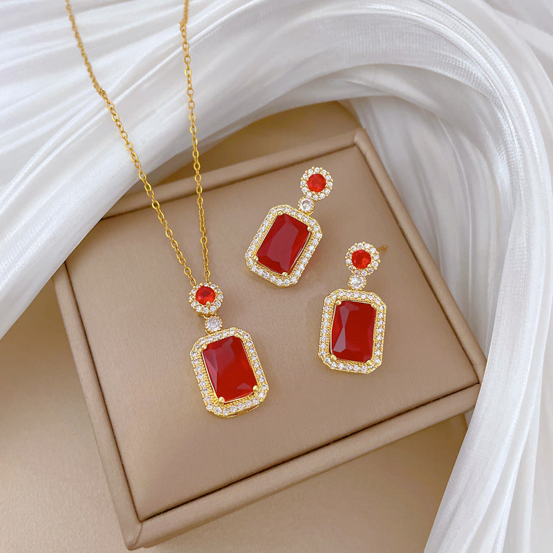 Flash Diamond Tassel Luxury Dress Accessories Dinner Clavicle Necklace Earring CN220