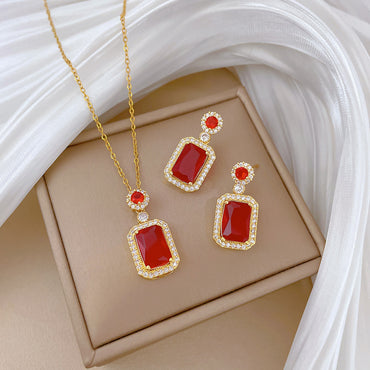 Flash Diamond Tassel Luxury Dress Accessories Dinner Clavicle Necklace Earring CN220