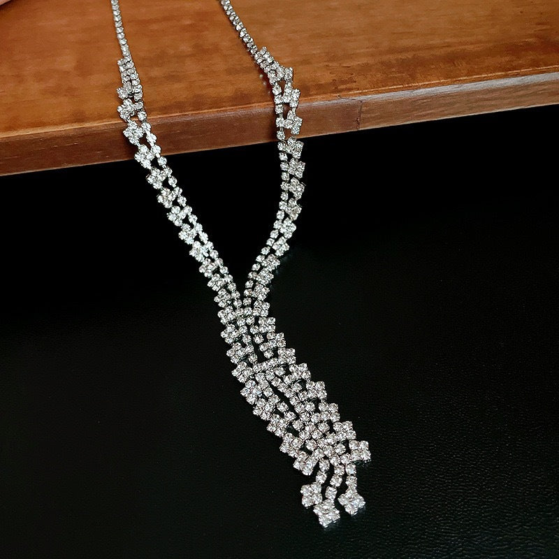 Flash Diamond Tassel Necklace Luxury Dress Accessories Dinner Clavicle Necklace CN07
