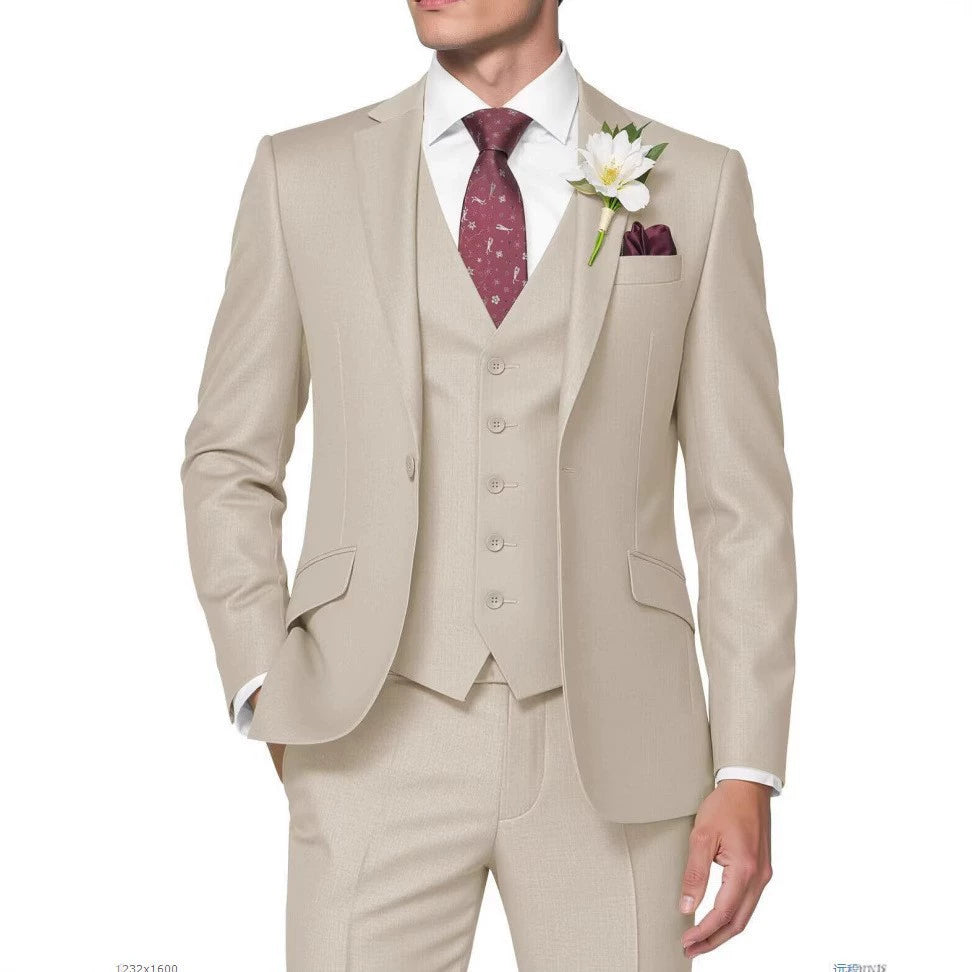Elegant Classic 3 Piece Men's Suit with Regular Fit and Sophisticated Peak Lapel