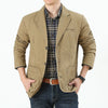 Khaki Denim Suit Men's Casual Plus Size Jacket