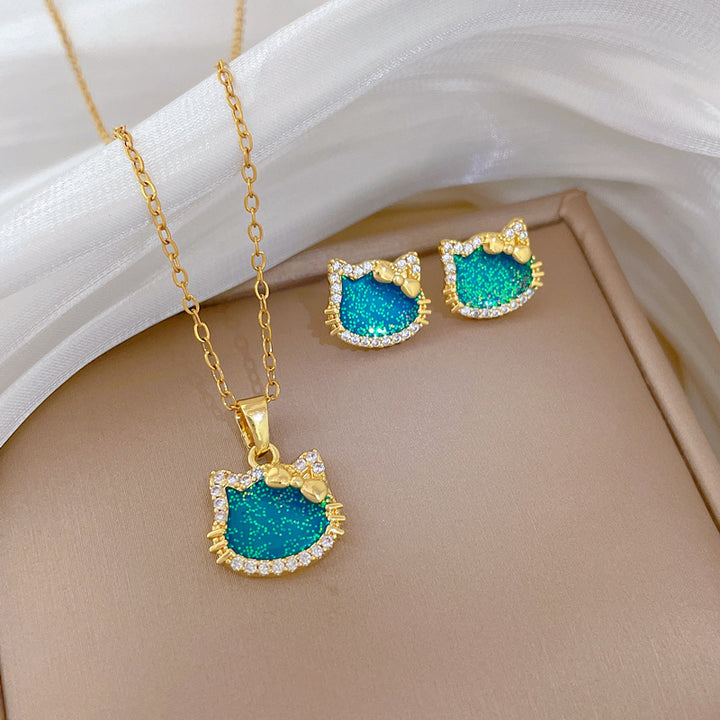 Flash Diamond Tassel Luxury Dress Accessories Dinner Clavicle Necklace Earring CN223