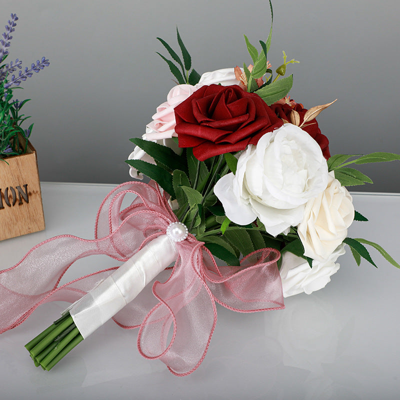 Wedding Flower For The Groom And Bride, Simulated Rose Wedding Bouquet, WF08