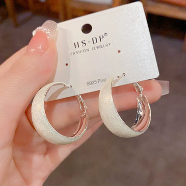 Retro Thick Silver Mixed Color Circle Earrings