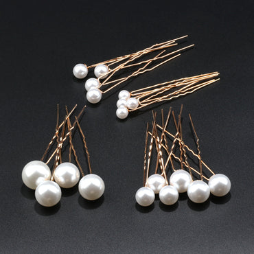 18pc Gold Pearl Hairpin U-shaped Hair Forks CN59