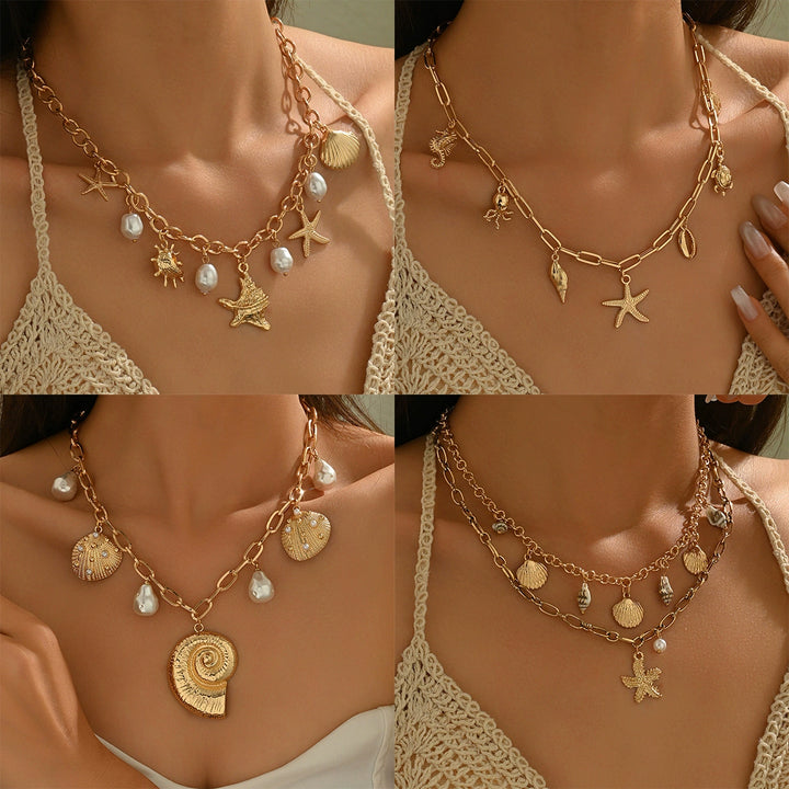 Bohemian Pearl & Shell Choker Necklace – Beachy Layering Piece