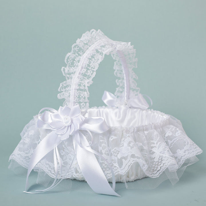 Lace Bow Decorated Portable Flower Basket, HL-5725