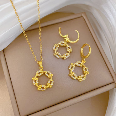 Flash Diamond Tassel Luxury Dress Accessories Dinner Clavicle Necklace Earring CN228