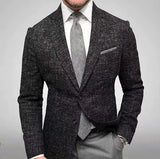 Leisure Plaid Lapel Long Sleeve Suit Jacket Men Suit