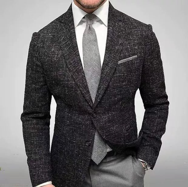 Leisure Plaid Lapel Long Sleeve Suit Jacket Men Suit