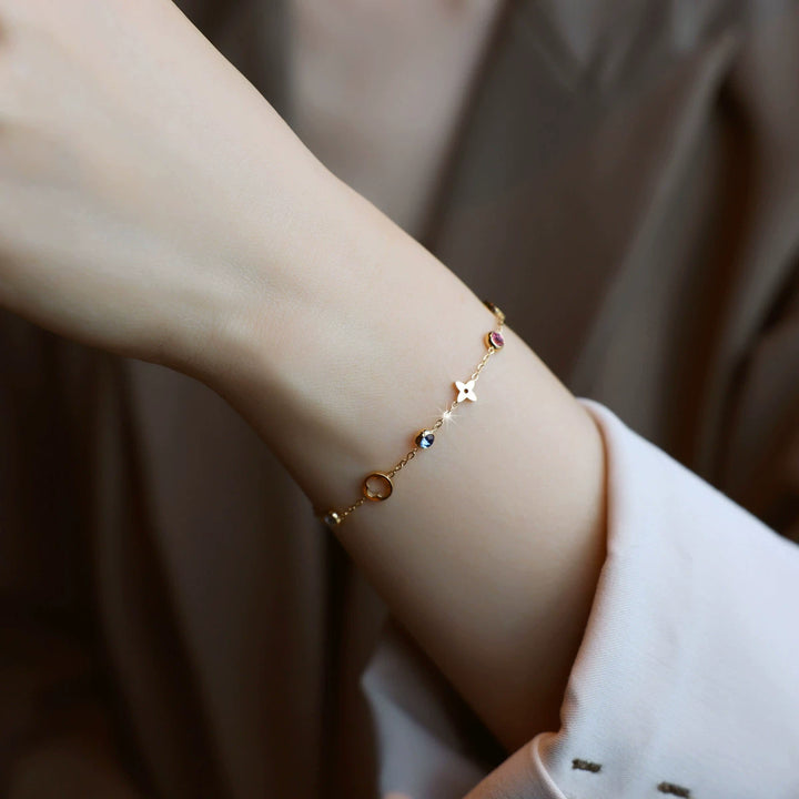 Colourful Clover Bracelet Zircon Chain Accessory