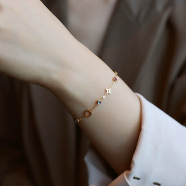 Colourful Clover Bracelet Zircon Chain Accessory