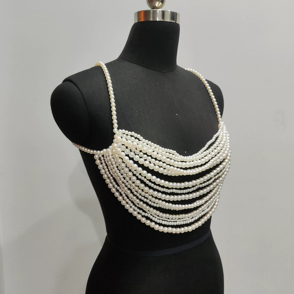 White Wedding Bride Bridesmaid Body Chain Chest Chain